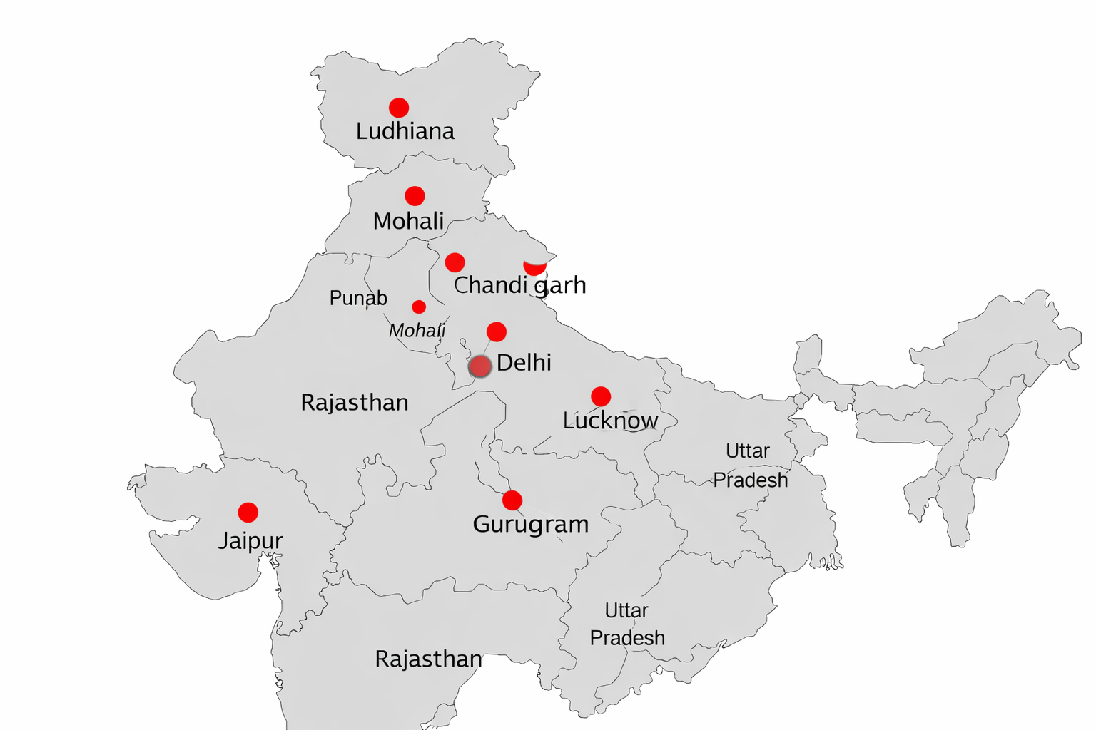 North India Service Locations